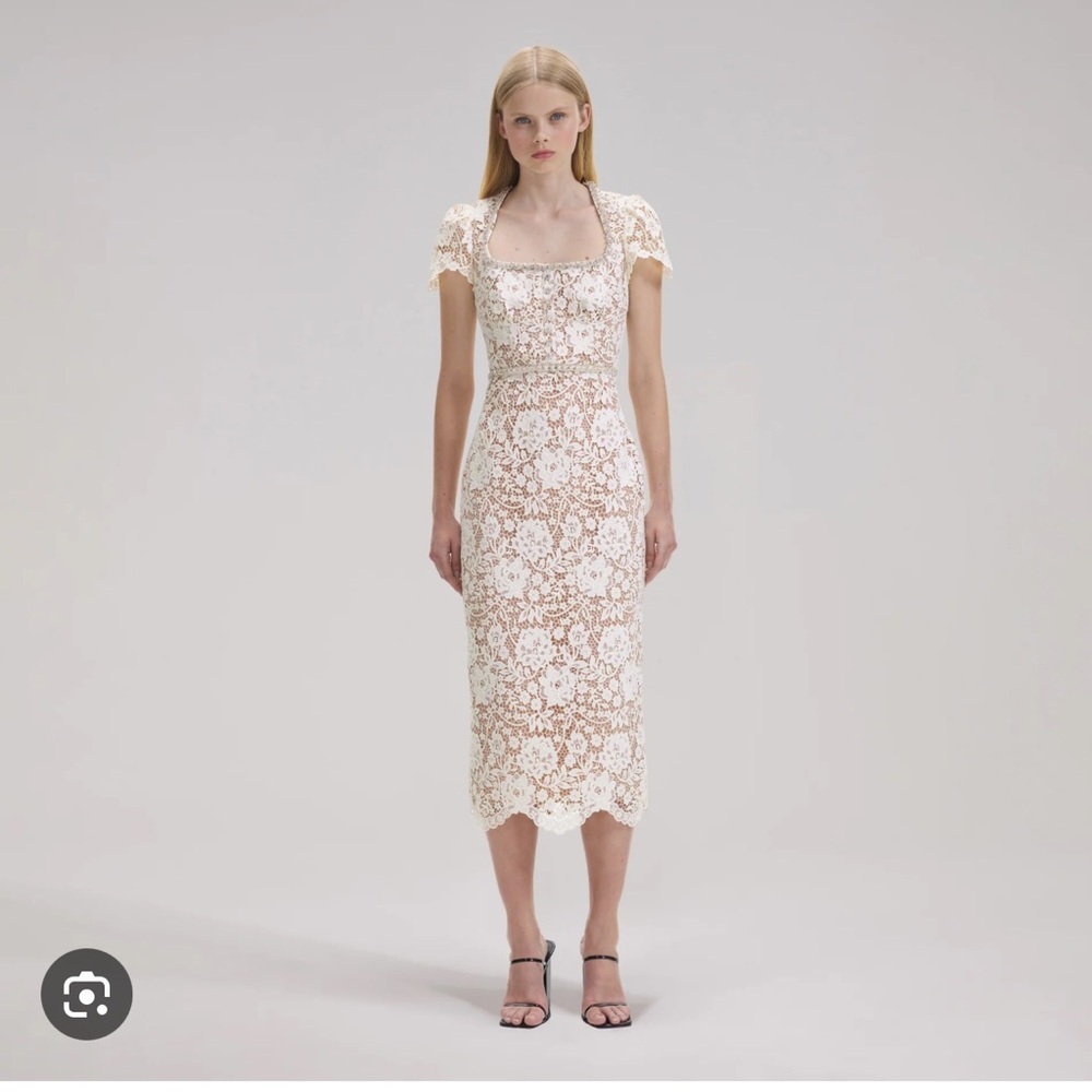 Self-Portrait Cream Lace Midi Dress